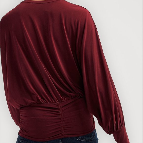 Fabulous Draped Plum Red Dolman Top NEW WITH TAGS Size XXS - Picture 4 of 16